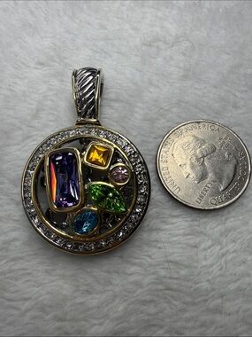 6ct RARE Two toned Swarovski pendant citrine topaz emerald peridot stones